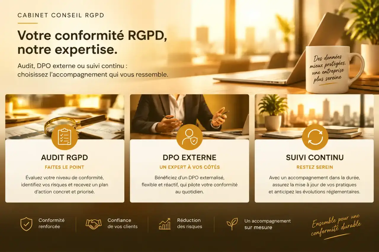 Cabinet conseil RGPD : choisissez entre audit, DPO externe et suivi continu