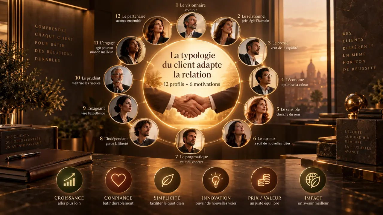 La typologie du client adapte la relation à 12 profils et 6 motivations