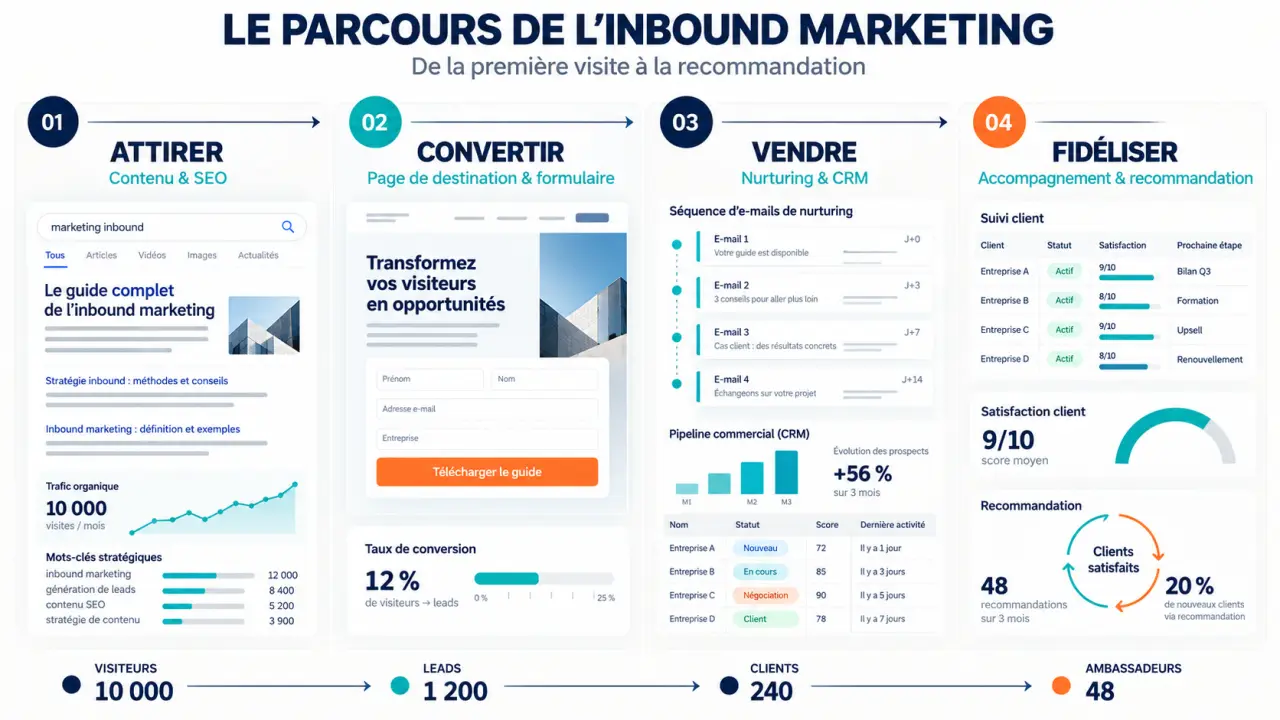 Les quatre étapes d’une agence inbound marketing 95 : attirer, convertir, vendre et fidéliser